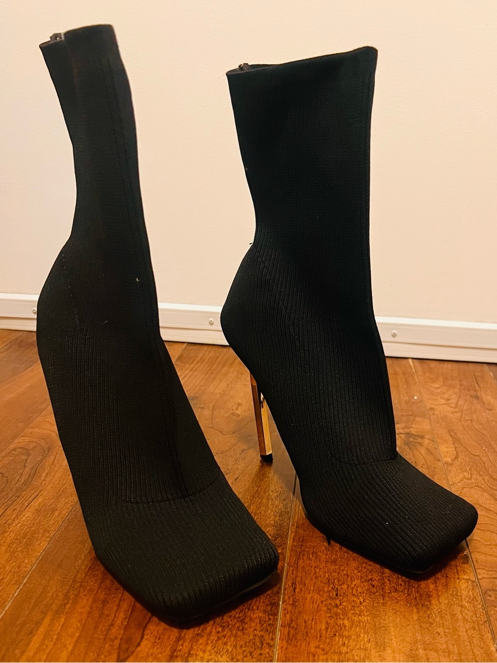 Black Stretch-Knit Stiletto Sock Boot